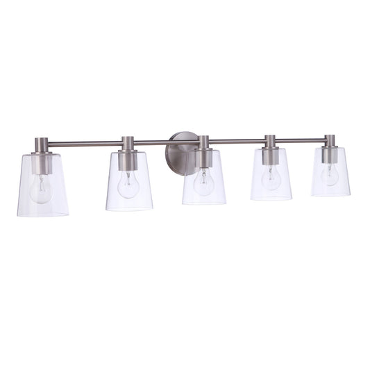 Craftmade Emilio 42" 5-Light Brushed Polished Nickel Vanity Light With Clear Glass Shades