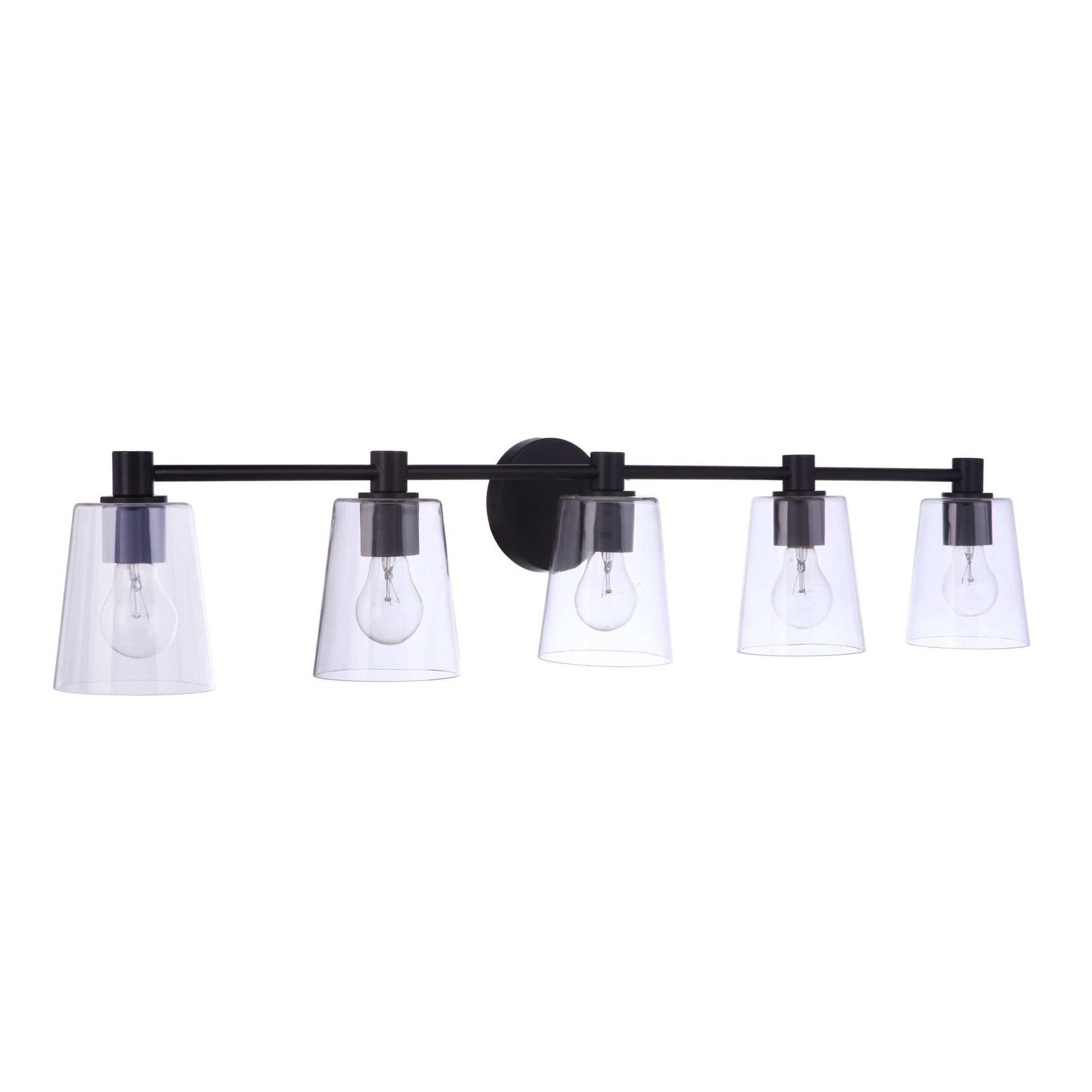 Craftmade Emilio 42" 5-Light Flat Black Vanity Light With Clear Glass Shades
