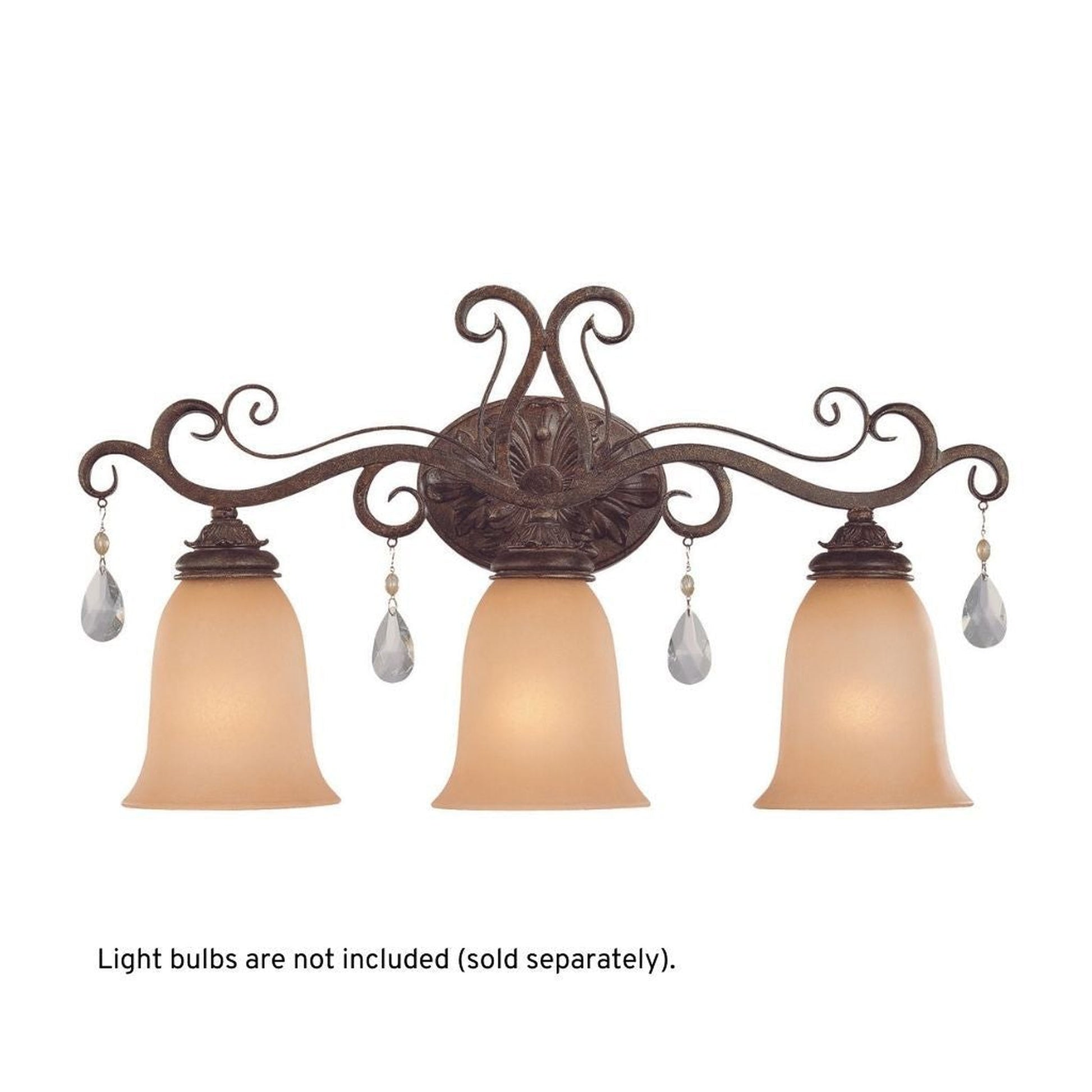 Craftmade Englewood 25" 3-Light French Roast Vanity Light With Light Umber Etched Glass Shades