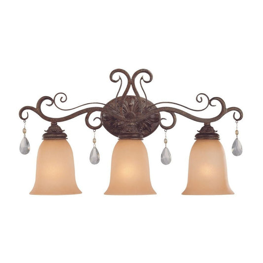 Craftmade Englewood 25" 3-Light French Roast Vanity Light With Light Umber Etched Glass Shades