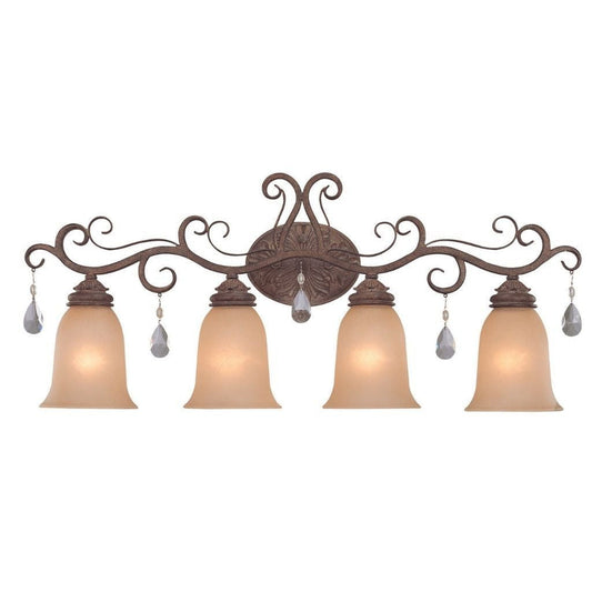 Craftmade Englewood 32" 4-Light French Roast Vanity Light With Light Umber Etched Glass Shades