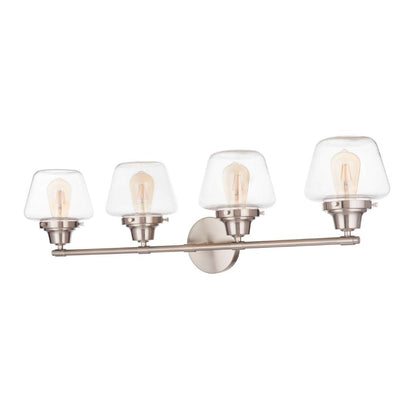 Craftmade Essex 38" 4-Light Brushed Polished Nickel Vanity Light With Clear Glass Shades