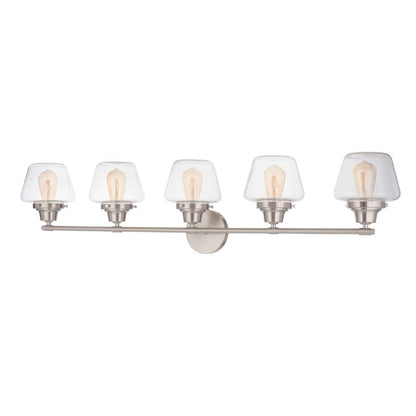 Craftmade Essex 48" 5-Light Brushed Polished Nickel Vanity Light With Clear Glass Shades