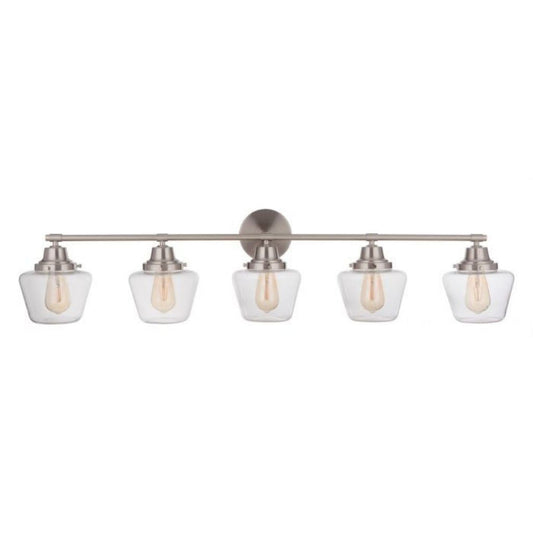 Craftmade Essex 48" 5-Light Brushed Polished Nickel Vanity Light With Clear Glass Shades