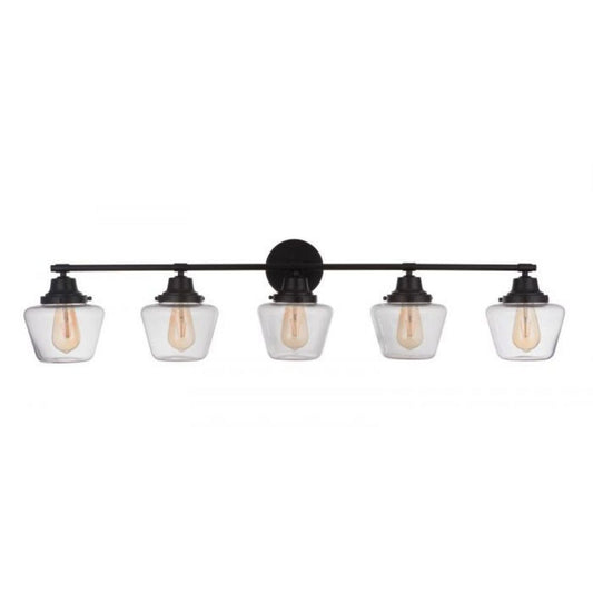 Craftmade Essex 48" 5-Light Flat Black Vanity Light With Clear Glass Shades