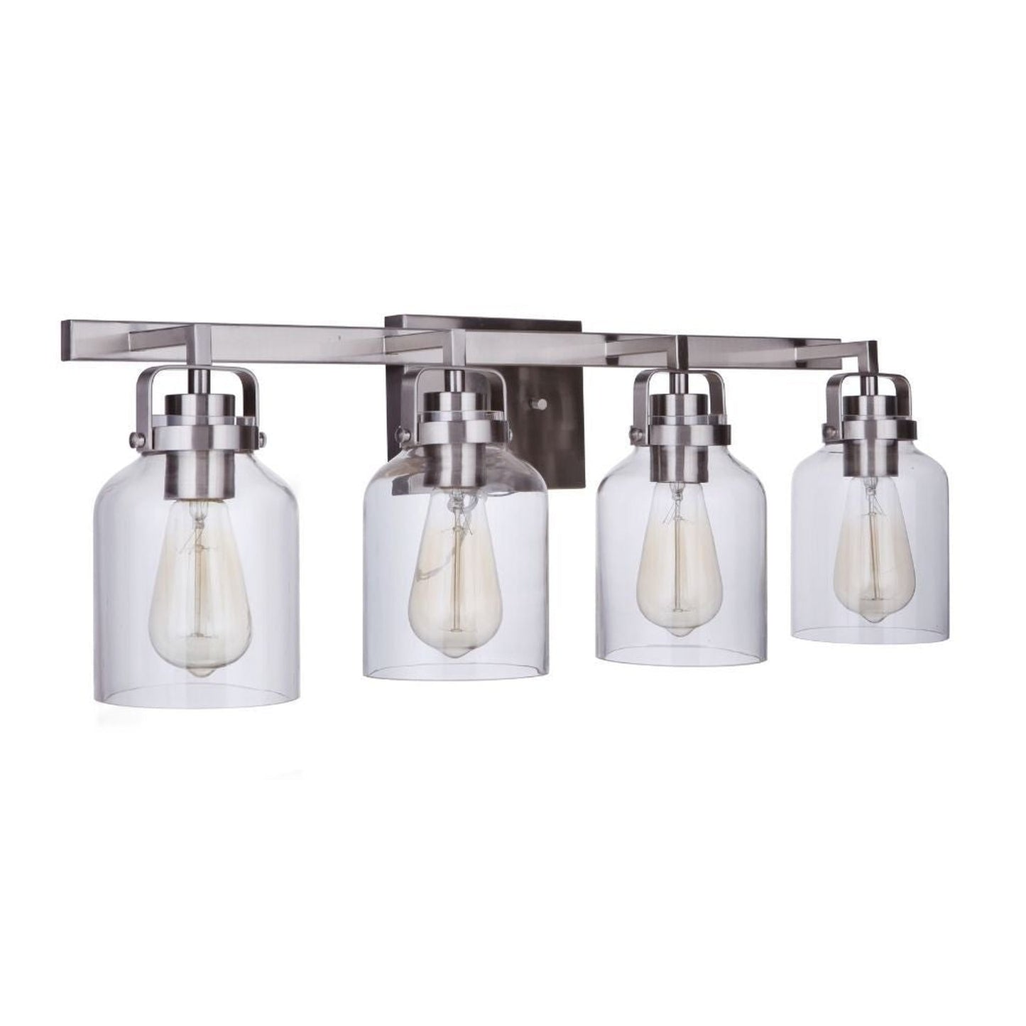 Craftmade Foxwood 29" 4-Light Brushed Polished Nickel Vanity Light With Clear Glass Shades