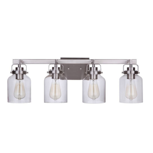 Craftmade Foxwood 29" 4-Light Brushed Polished Nickel Vanity Light With Clear Glass Shades