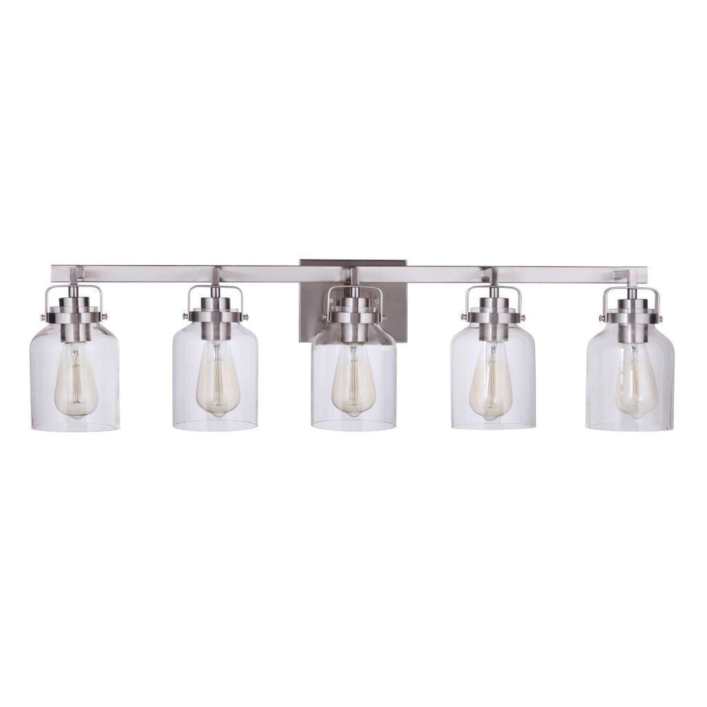 Craftmade Foxwood 37" 5-Light Brushed Polished Nickel Vanity Light With Clear Glass Shades
