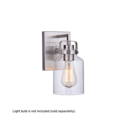Craftmade Foxwood 5" x 10" 1-Light Brushed Polished Nickel Wall Sconce With Clear Glass Shade