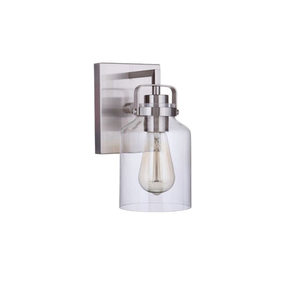 Craftmade Foxwood 5" x 10" 1-Light Brushed Polished Nickel Wall Sconce With Clear Glass Shade