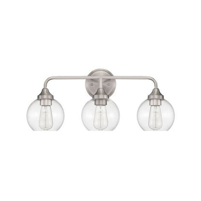 Craftmade Glenda 23" 3-Light Brushed Polished Nickel Vanity Light With Clear Glass Shades