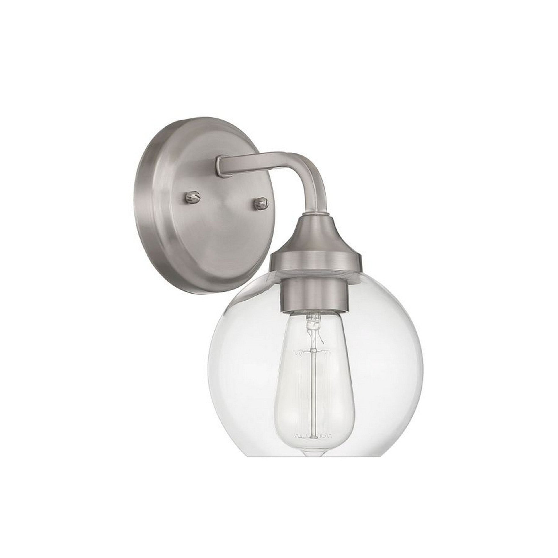 Craftmade Glenda 6" x 10" 1-Light Brushed Polished Nickel Wall Sconce With Clear Glass Shade