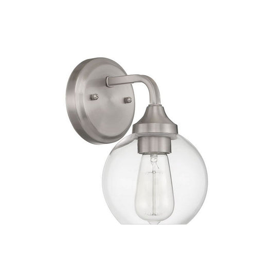 Craftmade Glenda 6" x 10" 1-Light Brushed Polished Nickel Wall Sconce With Clear Glass Shade
