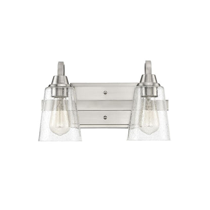 Craftmade Grace 14" 2-Light Brushed Polished Nickel Vanity Light With Clear Seeded Glass Shades