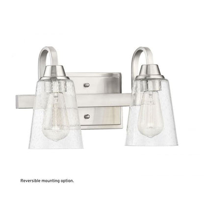 Craftmade Grace 14" 2-Light Brushed Polished Nickel Vanity Light With Clear Seeded Glass Shades