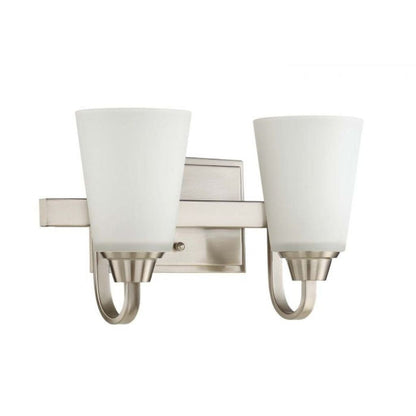 Craftmade Grace 14" 2-Light Brushed Polished Nickel Vanity Light With White Frosted Glass Shades