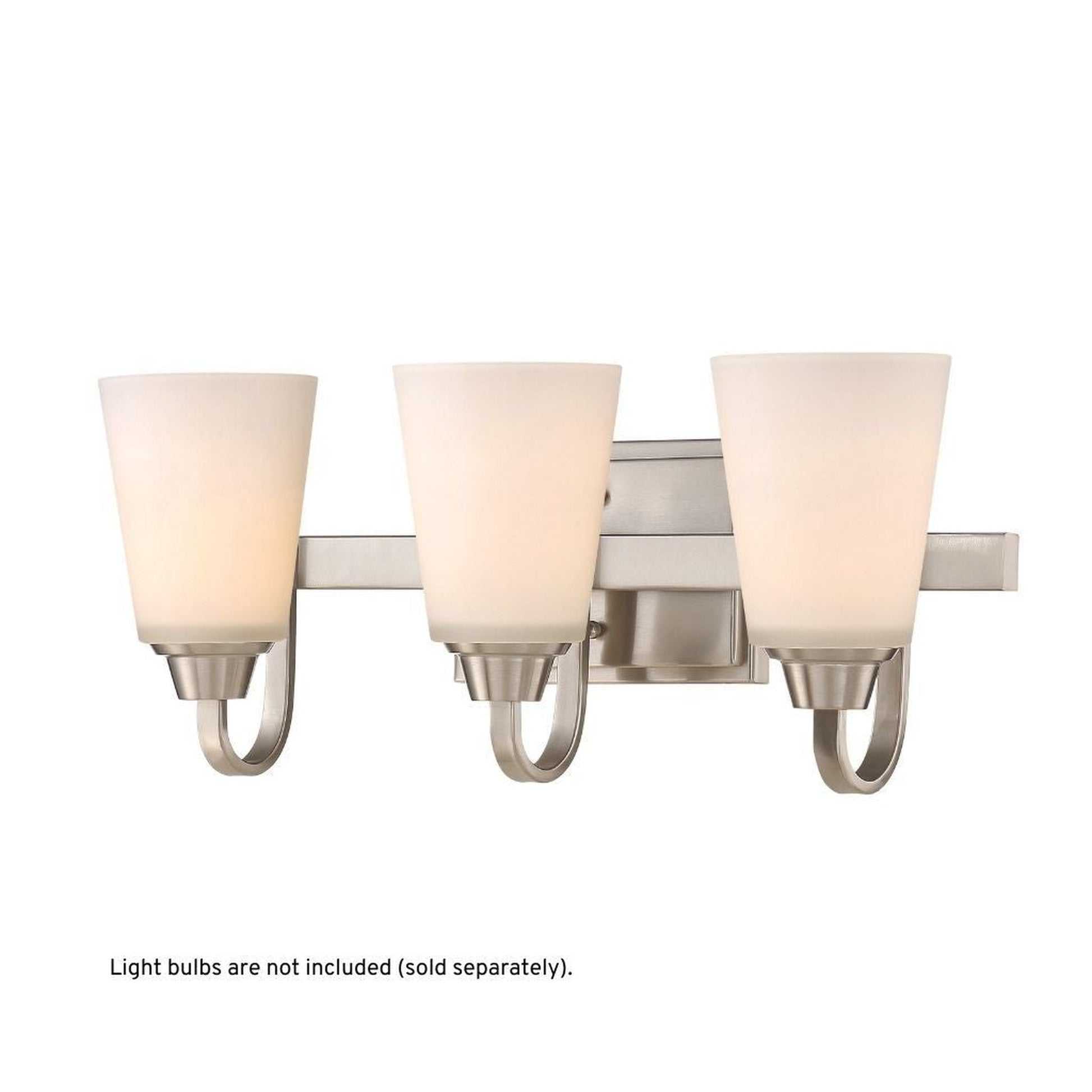 Craftmade Grace 21" 3-Light Brushed Polished Nickel Vanity Light With White Frosted Glass Shades