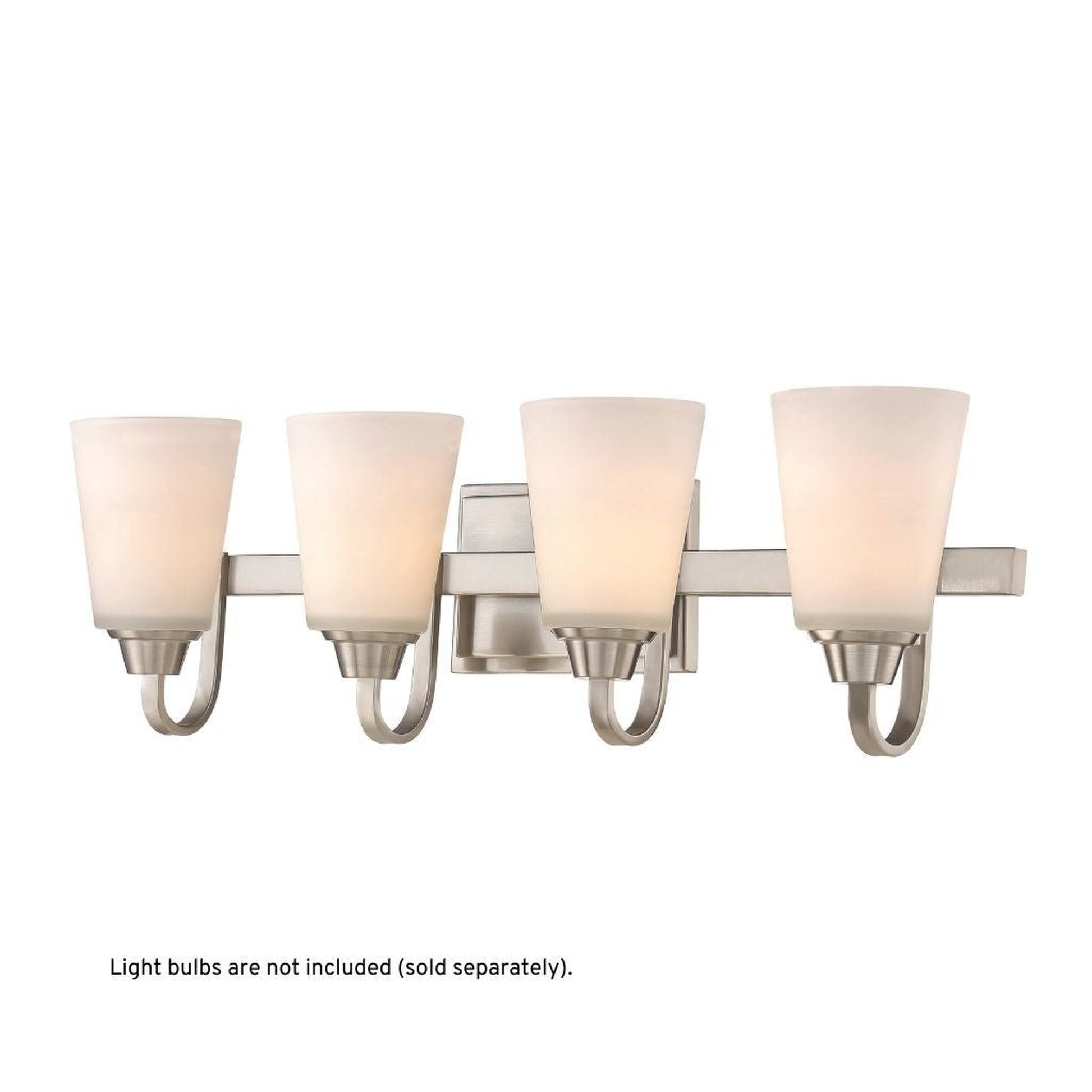 Craftmade Grace 28" 4-Light Brushed Polished Nickel Vanity Light With White Frosted Glass Shades