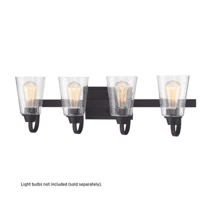 Craftmade Grace 28" 4-Light Espresso Vanity Light With Clear Seeded Glass Shades