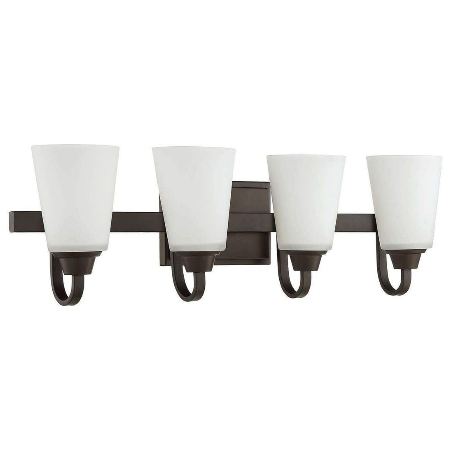 Craftmade Grace 28" 4-Light Espresso Vanity Light With White Frosted Glass Shades