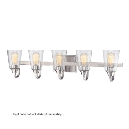 Craftmade Grace 37" 5-Light Brushed Polished Nickel Vanity Light With Clear Seeded Glass Shades