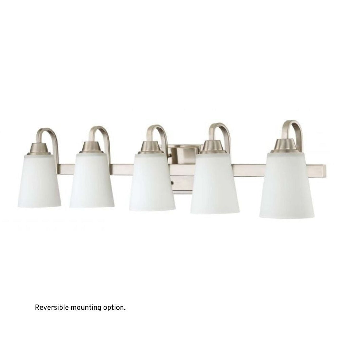 Craftmade Grace 37" 5-Light Brushed Polished Nickel Vanity Light With White Frosted Glass Shades