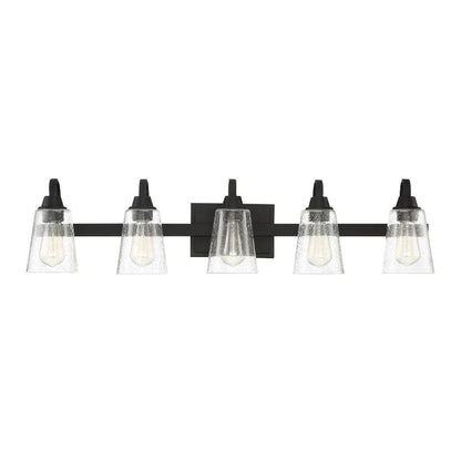 Craftmade Grace 37" 5-Light Espresso Vanity Light With Clear Seeded Glass Shades