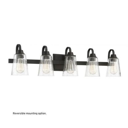 Craftmade Grace 37" 5-Light Espresso Vanity Light With Clear Seeded Glass Shades