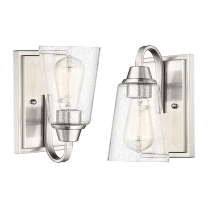 Craftmade Grace 5" x 9" 1-Light Brushed Polished Nickel Wall Sconce With Clear Seeded Glass Shade