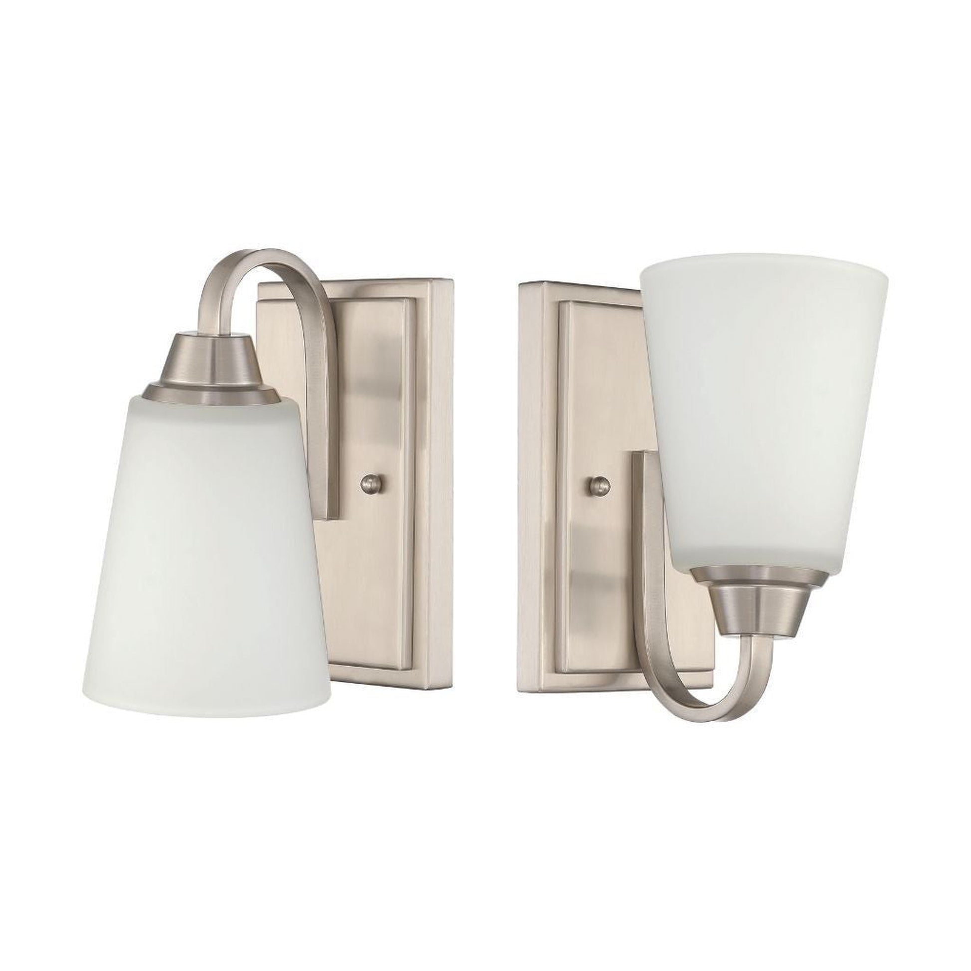 Craftmade Grace 5" x 9" 1-Light Brushed Polished Nickel Wall Sconce With White Frosted Glass Shade