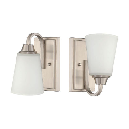 Craftmade Grace 5" x 9" 1-Light Brushed Polished Nickel Wall Sconce With White Frosted Glass Shade