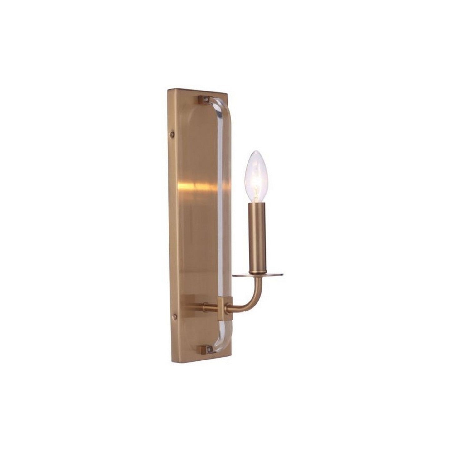 Craftmade Graclyn 5" x 16" 1-Light Satin Brass Candle-Style Wall Sconce With Clear Acrylic Accent
