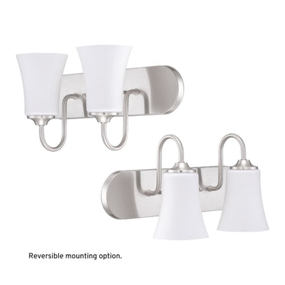 Craftmade Gwyneth 18" 2-Light Brushed Polished Nickel Vanity Light With White Frosted Glass Shades
