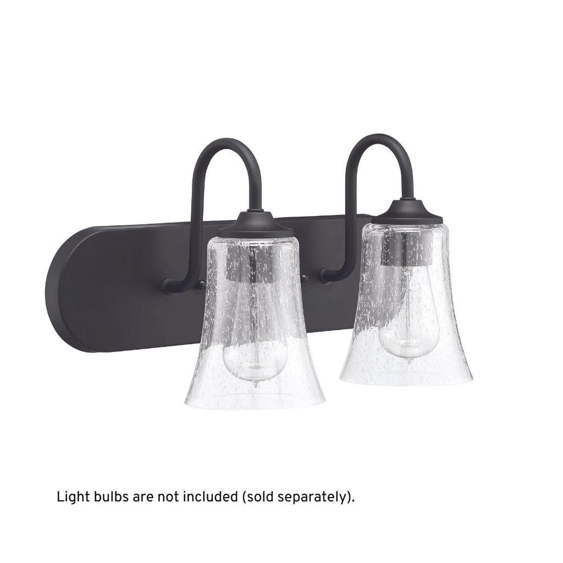 Craftmade Gwyneth 18" 2-Light Flat Black Vanity Light With Clear Seeded Glass Shades