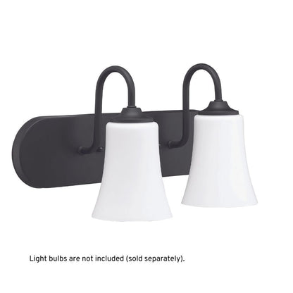 Craftmade Gwyneth 18" 2-Light Flat Black Vanity Light With White Frosted Glass Shades