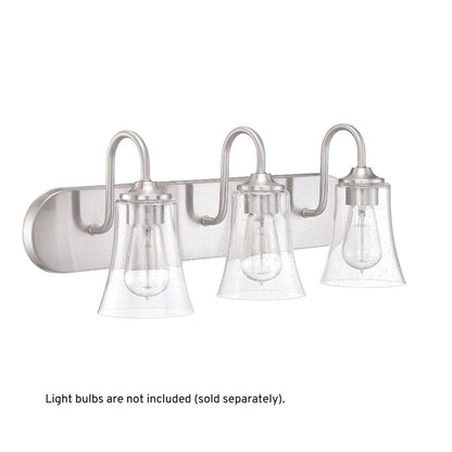 Craftmade Gwyneth 24" 3-Light Brushed Polished Nickel Vanity Light With Clear Seeded Glass Shades