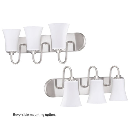 Craftmade Gwyneth 24" 3-Light Brushed Polished Nickel Vanity Light With White Frosted Glass Shades