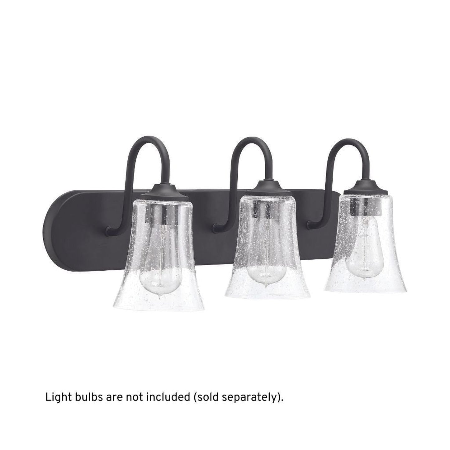 Craftmade Gwyneth 24" 3-Light Flat Black Vanity Light With Clear Seeded Glass Shades