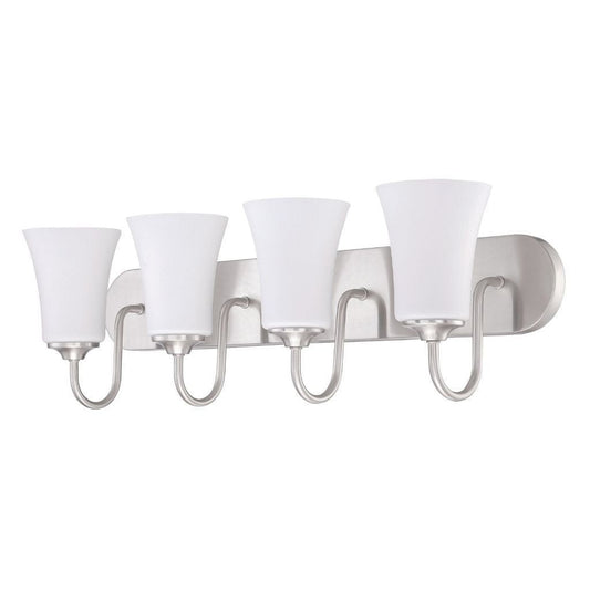 Craftmade Gwyneth 30" 4-Light Brushed Polished Nickel Vanity Light With White Frosted Glass Shades