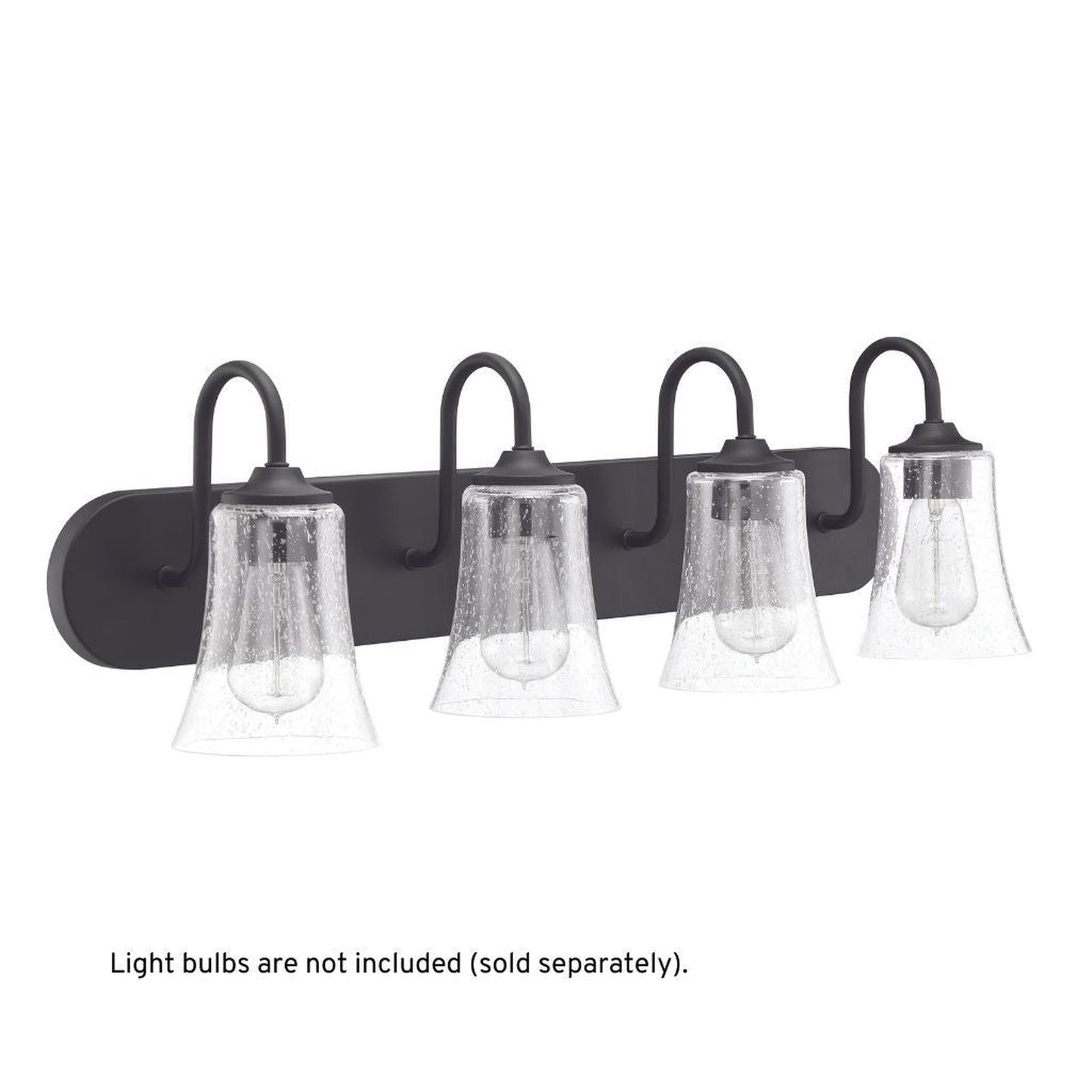 Craftmade Gwyneth 30" 4-Light Flat Black Vanity Light With Clear Seeded Glass Shades