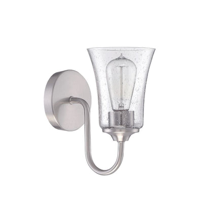 Craftmade Gwyneth 5" x 10" 1-Light Brushed Polished Nickel Wall Sconce With Clear Seeded Glass Shade