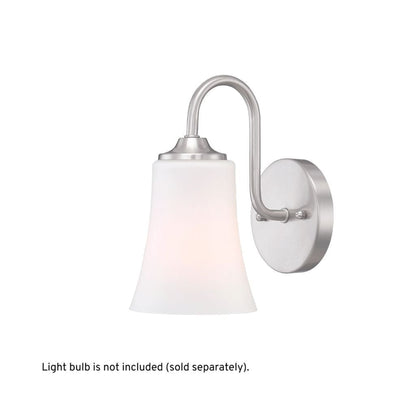 Craftmade Gwyneth 5" x 10" 1-Light Brushed Polished Nickel Wall Sconce With White Frosted Glass Shade