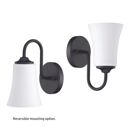Craftmade Gwyneth 5" x 10" 1-Light Flat Black Wall Sconce With White Frosted Glass Shade
