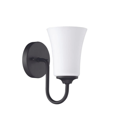 Craftmade Gwyneth 5" x 10" 1-Light Flat Black Wall Sconce With White Frosted Glass Shade