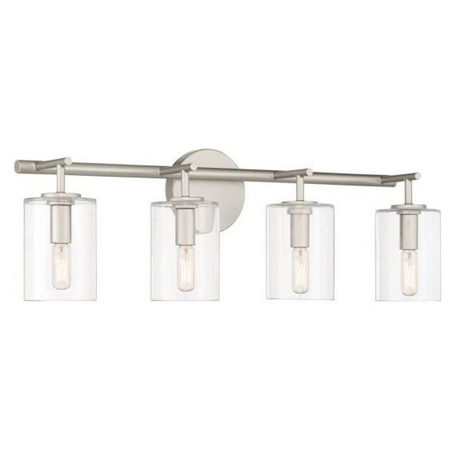 Craftmade Hailie 28" 4-Light Satin Nickel Vanity Light With Clear Glass Cylinder Shades