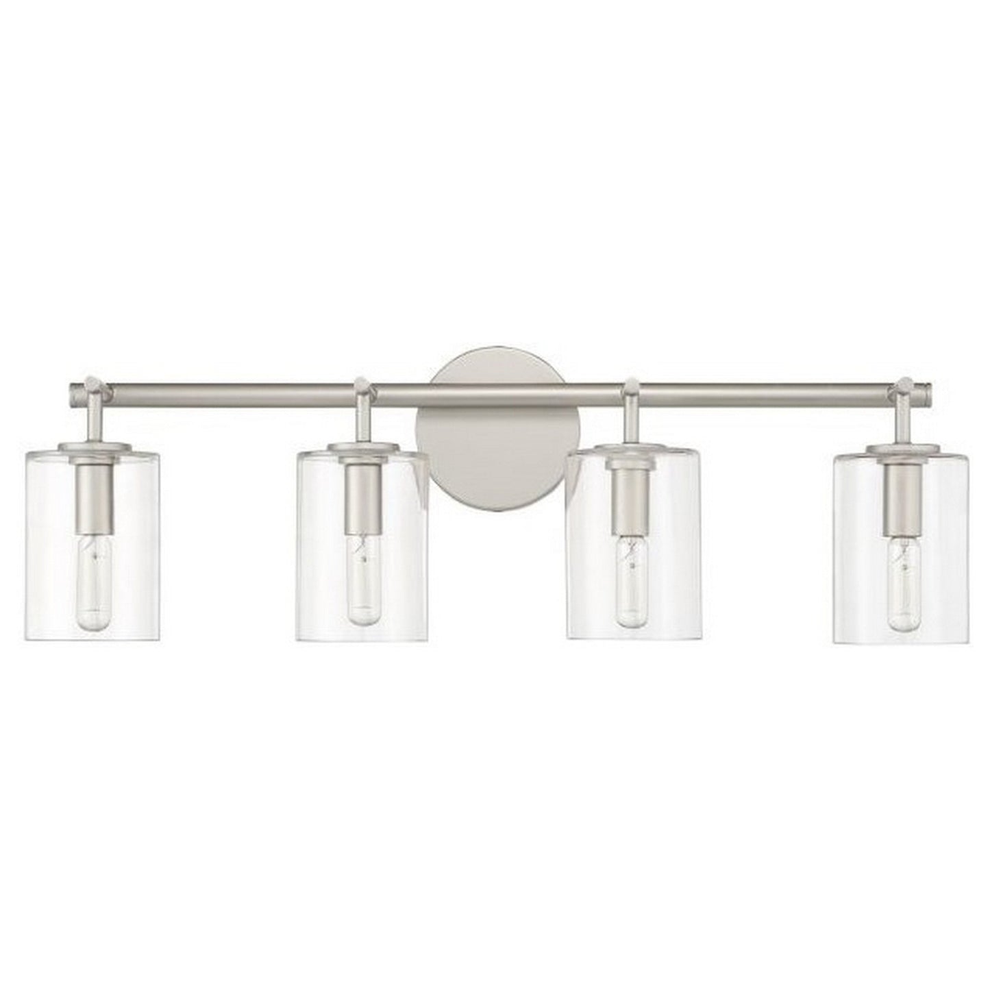 Craftmade Hailie 28" 4-Light Satin Nickel Vanity Light With Clear Glass Cylinder Shades