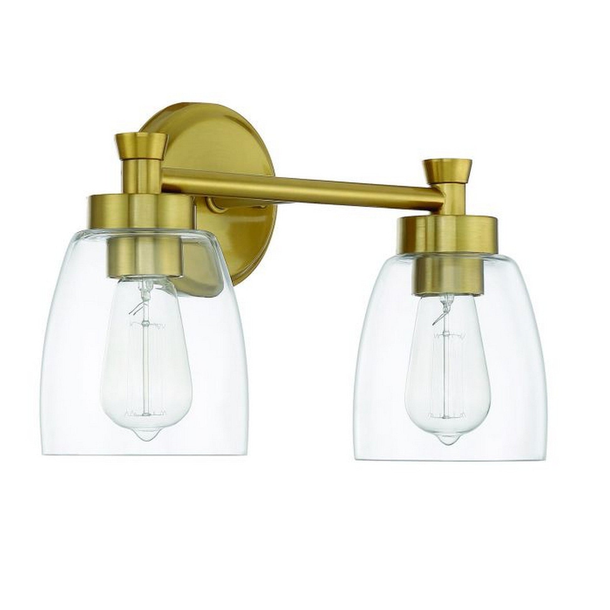Craftmade Henning 16" 2-Light Satin Brass Vanity Light With Clear Glass Shades