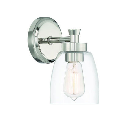 Craftmade Henning 5" x 9" 1-Light Polished Nickel Wall Sconce With Clear Glass Shade