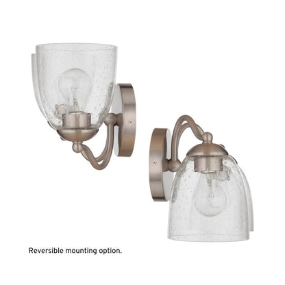 Craftmade Hillridge 15" 2-Light Brushed Polished Nickel Vanity Light With Clear Seeded Glass Shades