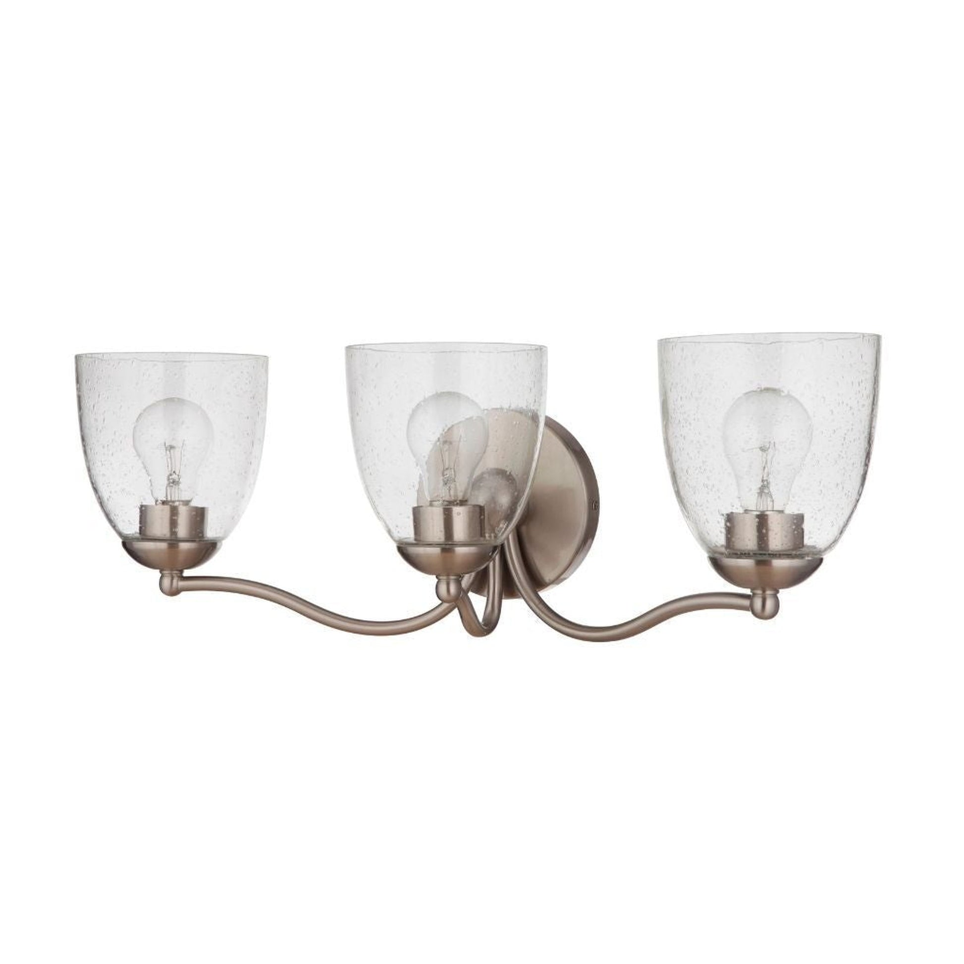 Craftmade Hillridge 23" 3-Light Brushed Polished Nickel Vanity Light With Clear Seeded Glass Shades